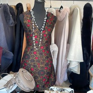 alice and olivia holiday embroidered mini dress